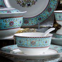 Service de table en céramique pour 6 personnes, design personnalisé, assiettes de service en porcelaine, bols à soupe, ensemble de cuillères