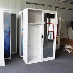 خزانة ملابس فولاذية للغرفة، دولاب حديدي ببابين، خزانة ملابس معدنية بأبواب منزلقة مع مرآة - Product Image 4