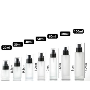 Flacon pulvérisateur vide en verre dépoli pour crème visage avec tête de pompe en plastique noir - Product Image 3