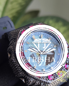 Montre numérique de luxe personnalisée Hip Hop avec diamants Moissanite VVS sertis à la main, bracelet de 20 mm, cadran en verre, monture en argent sterling 925 (Charm) - Product Image 3