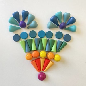Jouet DIY <span class=keywords><strong>en</strong></span> <span class=keywords><strong>bois</strong></span> massif pour enfants, 40 pièces, animaux <span class=keywords><strong>arc</strong></span>-<span class=keywords><strong>en</strong></span>-<span class=keywords><strong>ciel</strong></span> mignons, blocs de construction créatifs et naturels - Product Image 4