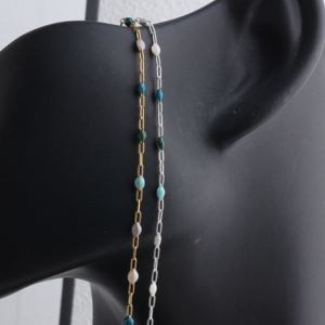 Chaîne trombone en or 14K plaqué/argent S925 avec perles émaillées multicolores bleues pour la fabrication de bijoux permanents, bracelets et colliers DIY - Product Image 6