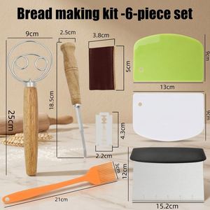 Juego de 6 piezas de madera ecológica para panificación danesa de masa madre - Gancho para masa, Batidor holandés, Cuchilla para pan, Raspador de banco, Utensilios de panadería - Product Image 3