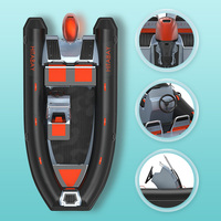 Bateau gonflable rigide en fibre d'aluminium nervurée avec cabine