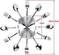 Jam dinding restoran, Stainless Steel pisau sendok garpu dapur restoran jam dinding dekorasi rumah jam dinding