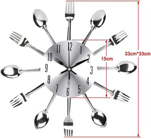 Acero inoxidable Cuchillo Tenedor Cuchara Cocina <span class=keywords><strong>Restaurante</strong></span> <span class=keywords><strong>Reloj</strong></span> de pared Decoración del hogar Relojes de pared - Product Image 2