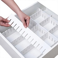 Diviseurs de tiroirs rectangulaires réglables en PVC épais 47x11cm pour chambre, salle de bain, cuisine, bureau, rangement, blanc