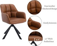Chaise de travail moderne pour ordinateur Chaise d'appoint pivotante sans roues Chaise avec accoudoirs à mi-dossier Chaise de salon Chambre à coucher Bureau à domicile Métal