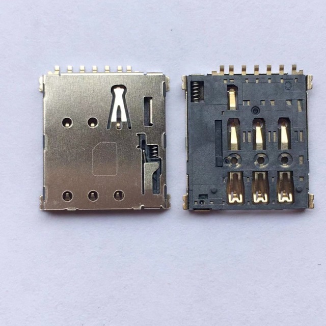 Nano SIM Card Holder Push-Type 7-Pin 137H Height Type V Self-Ejecting Copper for Security Applications