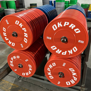 स्वनिर्धारित लोगो जिम फिटनेस भारोत्तोलन रंग रबर लोहे का दंड वजन बम्पर प्लेट्स - Product Image 3