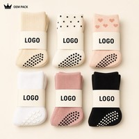 Chaussettes de Pilates antidérapantes en coton avec logo personnalisé, pack OEM, chaussettes de yoga multicolores, étiquette personnalisée, vente en gros