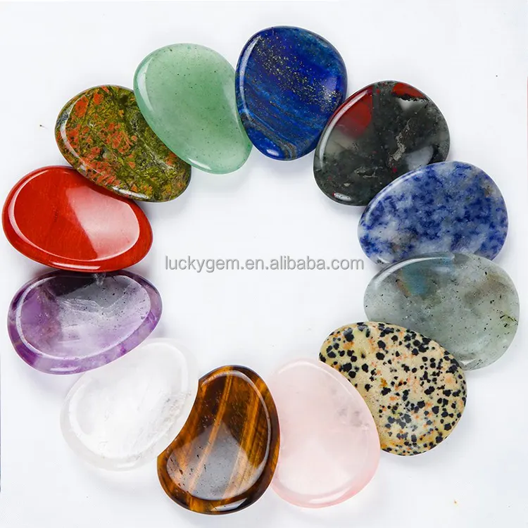 Oval Thumb Worry Stone Polished Palm Stone Pocket Healing Energy Crystal Massage Tumbled Stones for Stress Relief