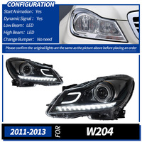 Feux avant pour Mercedes-Benz Classe C W204 2011-2014, ensemble de phares LED, édition améliorée, lentille, clignotant séquentiel