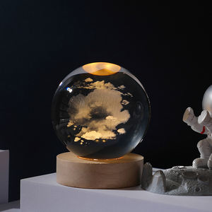 Lampe de nuit en cristal 3D moderne, art moderne, boule de cristal, décoration lumineuse, système solaire, chambre à coucher, lampes de nuit LED - Product Image 4
