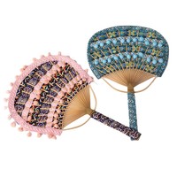 Éventail rond artisanal en textile tissé à la main, art populaire, teinture ethnique, kit de matériaux DIY