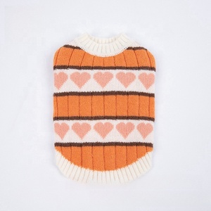 Striped <strong>Dog</strong> Sweater with Pink Heart <strong>Pattern</strong> Soft <strong>Knitted</strong> Pet Clothes for Bichon Frise Small <strong>Dogs</strong> - Product Image 5