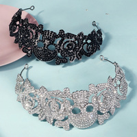 Diadème de tête de mort en cristal de strass pour Halloween, couronne pour reines, bijoux de cheveux, diadème