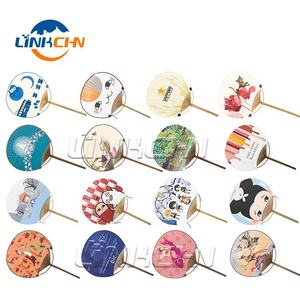 Abanico circular de bambú hecho a mano de papel como regalos - Product Image 5