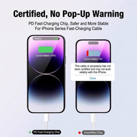 Kabel USB-C ke USB-C 8-Pin Pengisian Cepat PD 20W, Selubung PVC, Tahan Api, Bersertifikasi 3C, Opsi Logo Kustom