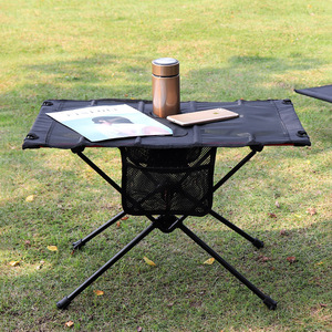 Table pliante d'extérieur 60x40x39 cm avec rangement en maille, portable pour le camping et les pique-niques - Product Image 2