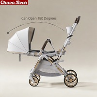 Poussette bébé pliable 2 en 1 Choco Bear Luxueuse en alliage d'aluminium de qualité aéronautique, poussette réversible bidirectionnelle