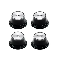 Noir Guitare Électrique Basse Chapeau Haut Réflecteur Boutons Vitesse Volume Tonalité AMP Effet Pédale Contrôle Guiar Bouton avec Argent Top