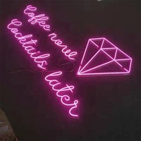 Signe de lettres pour magasin de bijoux, 1 paire, lumière rose, néon, clair, en acrylique, coupé à la forme, pour l'intérieur