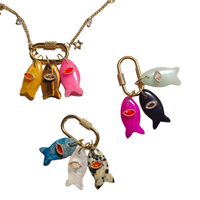 Pendentif Poisson en Agate Pierre Naturelle Plaqué Or 18K Tendance Été pour Cadeau de Mariage, Fête, Collier, Bijoux, Accessoires DIY, Breloques