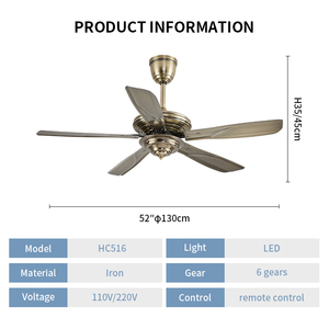 โคมไฟระย้าคลาสสิคขนาด52นิ้วสำหรับห้องนั่งเล่นพัดลมติดเพดานมอเตอร์ไฟฟ้ากระแสตรงเงียบมากพร้อมแหล่งจ่ายไฟ LED - Product Image 4