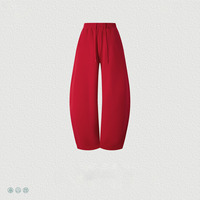 Nouvel ensemble de survêtement pour homme en molleton 320 GSM coupe ample, pantalon de jogging à jambe courbée, style streetwear, couleur unie, poids lourd