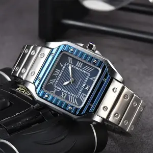 2024 원래 브랜드 시계 남성 패션 클래식 스퀘어 방수 손목 시계 럭셔리 스포츠 남성 시계