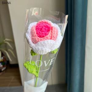 Rosa Tejida a Mano, Flor Artificial de Crochet - Product Image 5