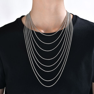 OAHLAN Moda Jóias Estilo Hip-Hop Prata/Banhado A Ouro Torcida Corda Cadeia Colar De Aço Inoxidável com Fecho para Homens Mulheres - Product Image 2