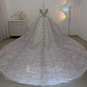 Robe de mariée de luxe Lsjj130, robes de bal de mariée ornées de perles, strass brillants, dentelle, design naturel pour les mariées Jancember - Product Image 2