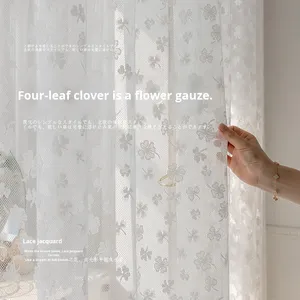 Rideaux en jacquard à quatre feuilles de trèfle français, transparents, filtrant la lumière, pour la confidentialité du salon, <span class=keywords><strong>baie</strong></span> <span class=keywords><strong>vitrée</strong></span>, stores blancs, volets - Product Image 2