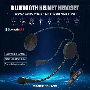 Bluetooth гарнитура для шлема для мотоцикла V5.2 беспроводной шлем гарнитура наушники хэндс-фри говорить с внутр. большими кнопками