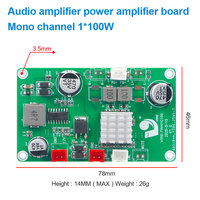 VIRE HT3386 Mini amplificateur 100W Pure Heavy Subwoofer Audio Module 12V DC High Power Mono Channel Digital Power Audio Amplifier