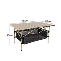 Table de camping pliable légère et réglable en acier à haute teneur en carbone, 4 places, design relevable et enroulable pour pique-nique, barbecue, extérieur et usage domestique