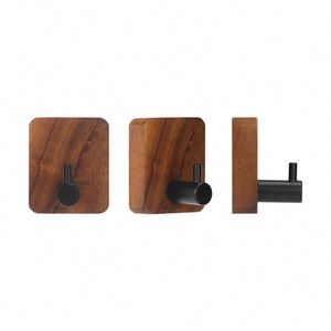 WEKIS Gancho de Pared Creativo Nórdico de Madera de Nogal Negro, Gancho Metálico para Abrigos, Decoración de Baño, Ecológico y Multifuncional - Product Image 6