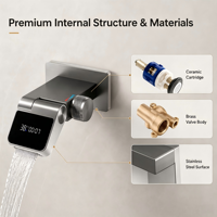 Robinet de lavabo mural dissimulé moderne avec affichage numérique intelligent, mitigeur eau chaude et froide pour salle de bain de luxe, hôtel, villa