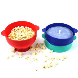 <b>Collapsible</b> Silicone Popcorn <b>Bowl</b> With Lid Food Grade BPA Free Microwave Popcorn Maker Dishwasher Safe Customizable Logo - Product Image 4