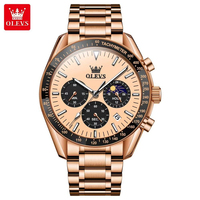 Montre-bracelet analogique multifonction chronographe de sport de luxe Olves 3618 en acier inoxydable avec bracelet de 20 mm pour hommes