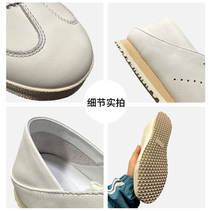 QHCCID <b>White</b> Genuine Leather Lace-up Flat Shoes Men's Casual Breathable Sport Shoes Daily Wear - Product Image 5