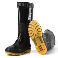 Bottes de travail noires épaissies et imperméables pour hommes pour les chantiers de construction en plein air, antidérapantes et résistantes à l'usure