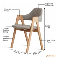 Chaise de bibliothèque ergonomique moderne en bois avec accoudoir pour tablette pour salle d'étude universitaire