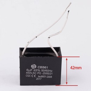 Condensador de película Cbb61 6uF 450V CA para arranque de ventilador con cableado - Product Image 3