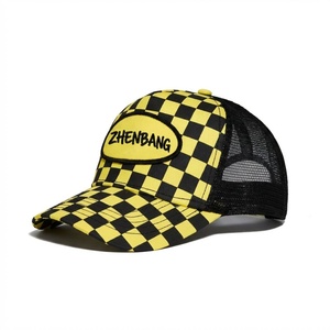 Casquettes de camionneur Western à calotte haute, classiques à carreaux, en maille imprimée numériquement avec broderie - Product Image 2