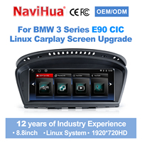 NaviHua Nouveau autoradio GPS avec écran tactile de 8,8 pouces, système Linux, Carplay, lecteur DVD pour BMW Série 3 E90 CIC 2008 2012