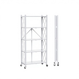 ชั้นวางของโลหะพับได้สีขาว5ชั้นโซลูชัน5ชั้นสำหรับการจัดเก็บที่มีประสิทธิภาพ - Product Image 1