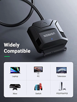 Cable Adaptador UGREEN CR108 SATA a USB 3.0, Convertidor de Disco Duro SATA de 3.5 y 2.5 Pulgadas, Compatible con UASP con Puerto de Carga